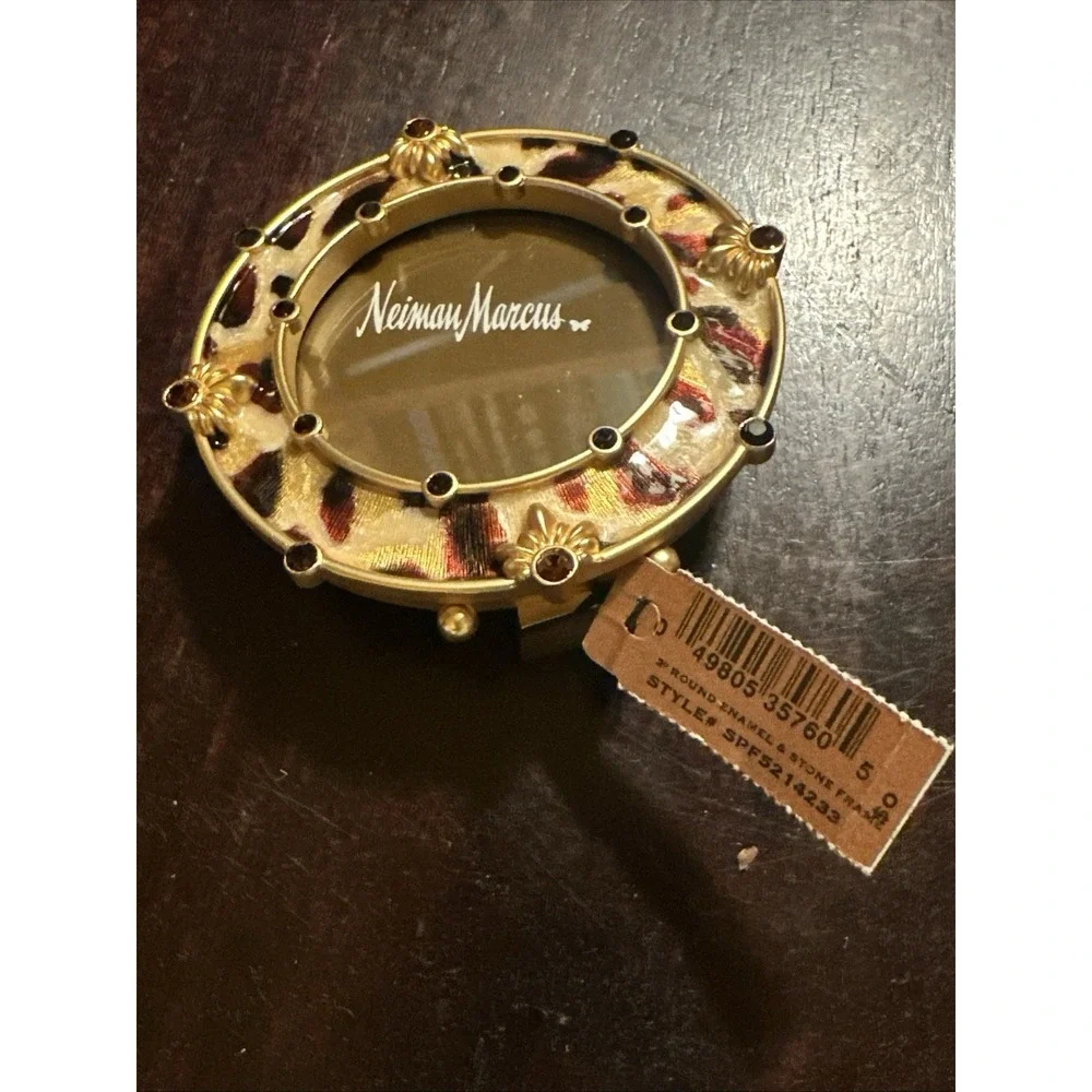 Jay Strongwater Round Frame  Animal Print  Swarovski Crystal 3